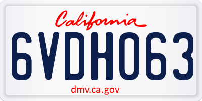 CA license plate 6VDH063