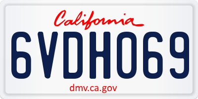 CA license plate 6VDH069