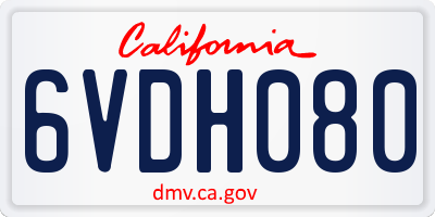 CA license plate 6VDH080