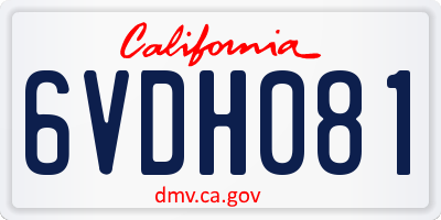 CA license plate 6VDH081