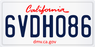 CA license plate 6VDH086