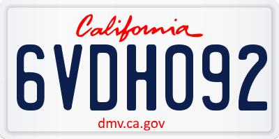 CA license plate 6VDH092