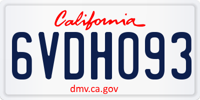 CA license plate 6VDH093