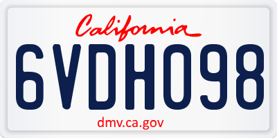 CA license plate 6VDH098