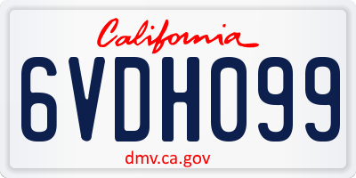 CA license plate 6VDH099