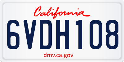 CA license plate 6VDH108