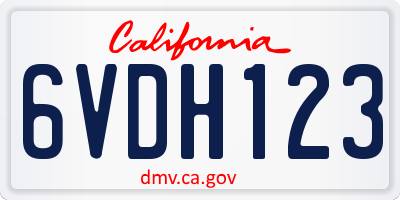 CA license plate 6VDH123