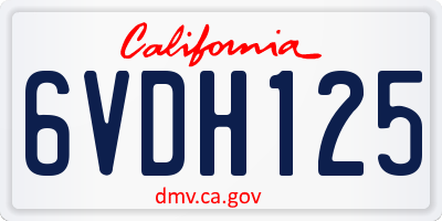 CA license plate 6VDH125