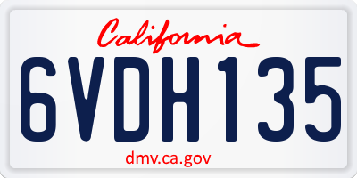 CA license plate 6VDH135