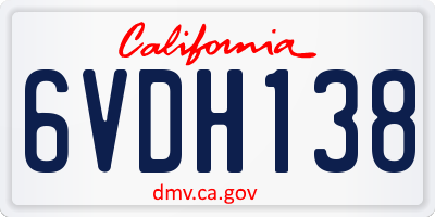 CA license plate 6VDH138