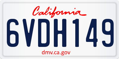 CA license plate 6VDH149