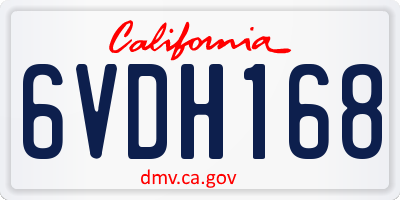 CA license plate 6VDH168