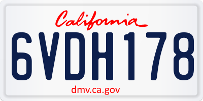 CA license plate 6VDH178