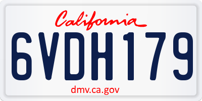 CA license plate 6VDH179