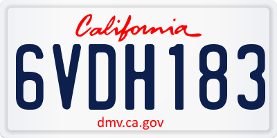 CA license plate 6VDH183