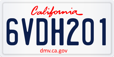 CA license plate 6VDH201