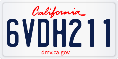 CA license plate 6VDH211