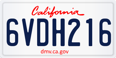 CA license plate 6VDH216