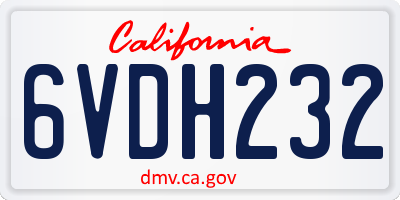 CA license plate 6VDH232