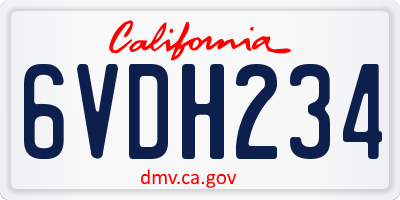 CA license plate 6VDH234