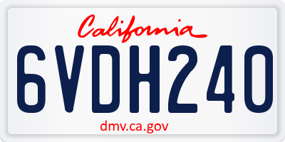 CA license plate 6VDH240