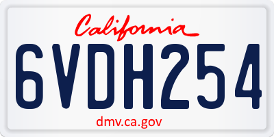 CA license plate 6VDH254