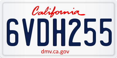 CA license plate 6VDH255