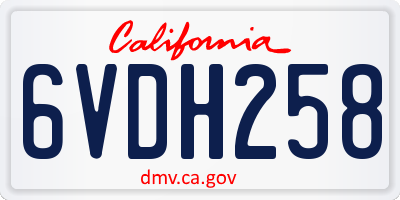 CA license plate 6VDH258