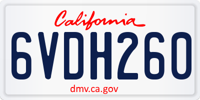 CA license plate 6VDH260