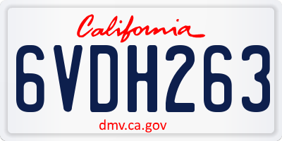 CA license plate 6VDH263