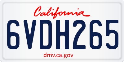 CA license plate 6VDH265