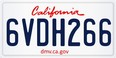 CA license plate 6VDH266