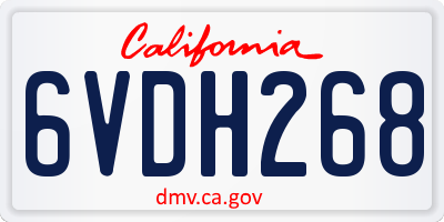 CA license plate 6VDH268