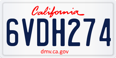 CA license plate 6VDH274