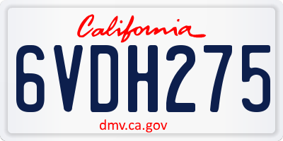 CA license plate 6VDH275