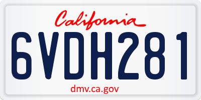 CA license plate 6VDH281