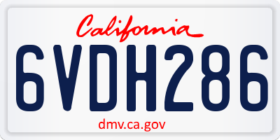 CA license plate 6VDH286