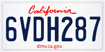 CA license plate 6VDH287