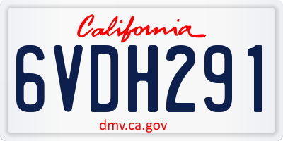 CA license plate 6VDH291