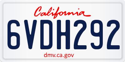 CA license plate 6VDH292