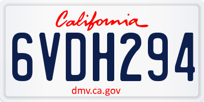 CA license plate 6VDH294