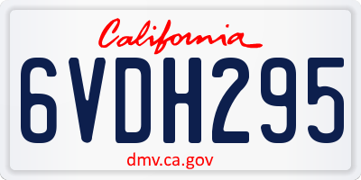 CA license plate 6VDH295