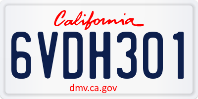 CA license plate 6VDH301