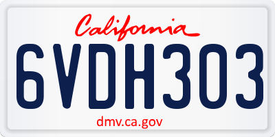 CA license plate 6VDH303