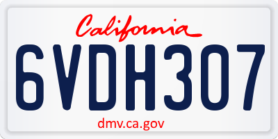 CA license plate 6VDH307