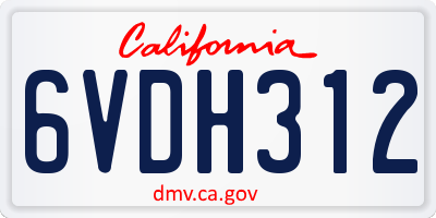 CA license plate 6VDH312