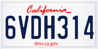 CA license plate 6VDH314