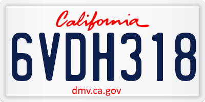 CA license plate 6VDH318