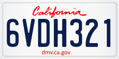 CA license plate 6VDH321