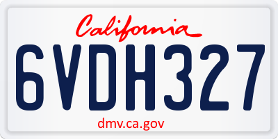 CA license plate 6VDH327